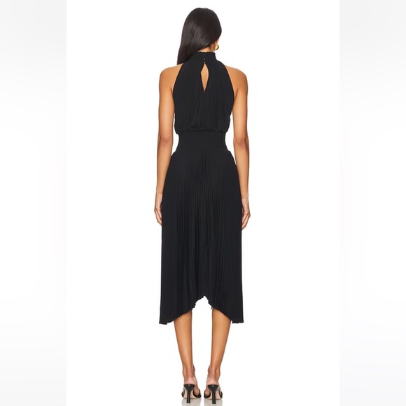 A.L.C. Renzo Black Pleated High Neck Dress - Picture 3 of 14